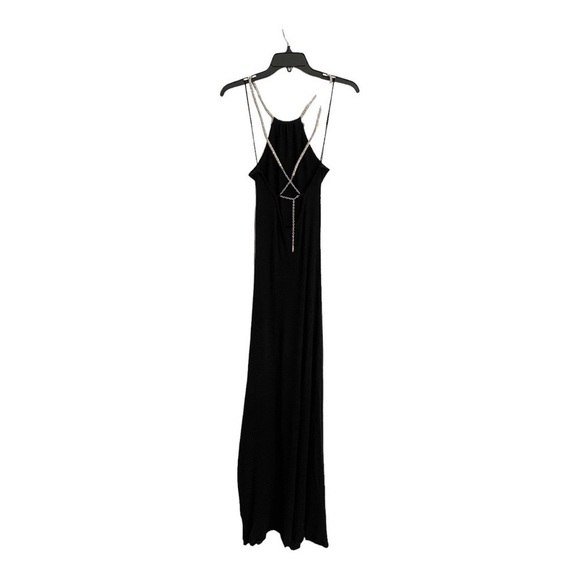 JoosTricot Black Maxi Dress Halter Jewel Straps High Slit Alpaca Wool Blend XS - Picture 5 of 10